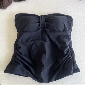 Lands end Bandeau tankini swim top Strapless size 12 480775 ruched slimming